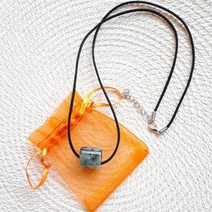 Jade Barrel Bead Pendant with Adjustable Silk Cord (NWOT)
